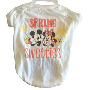 DISNEY Mickey Minnie Mouse Dog Shirt Large Spring Sweeties Yellow Tee